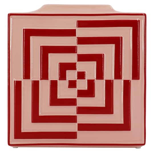 Jonathan Adler x Michaels 9.25" Pink & Red Geometric Illusion Square Tabletop Vase